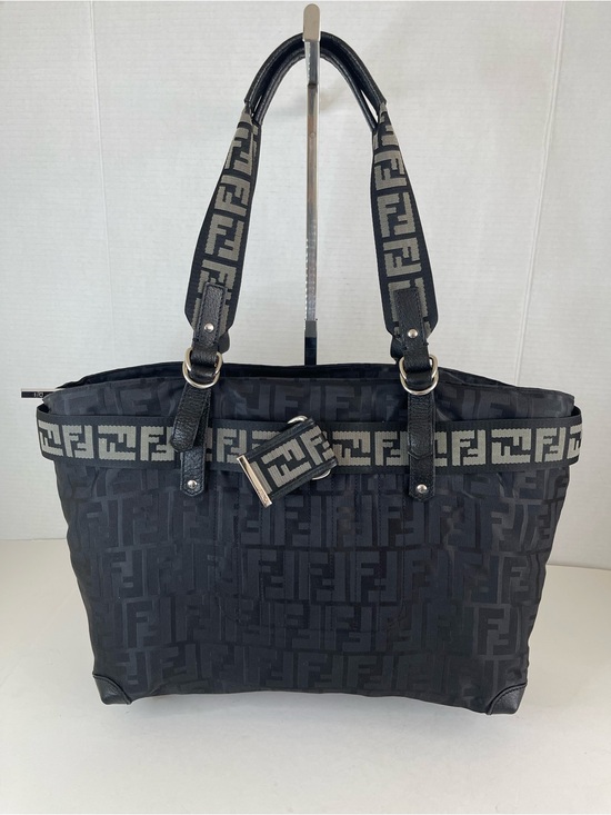 Fendi Handbags - Fendi black Zucca nylon tote bag